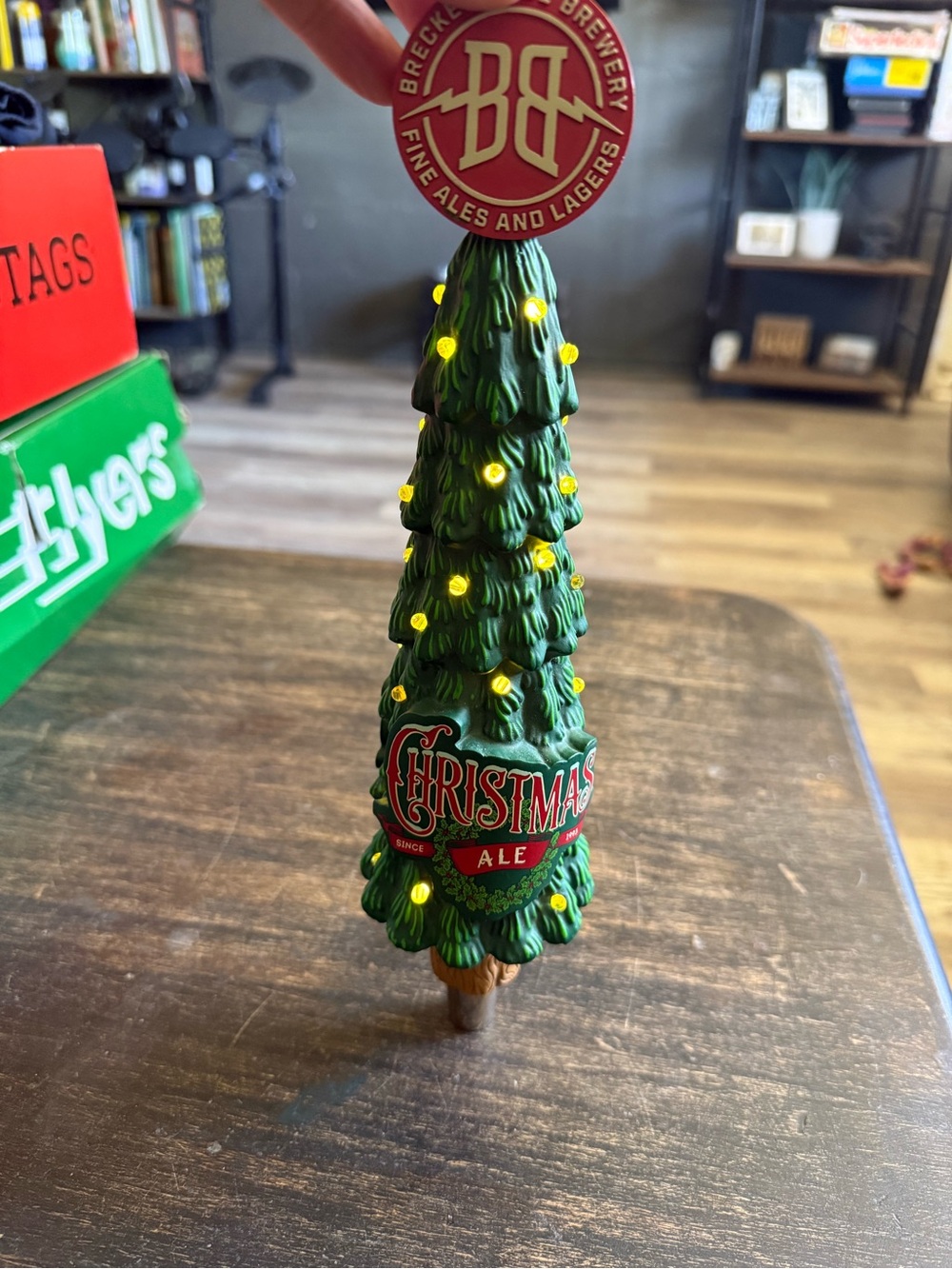 breckenridge Green Christmas Tree Tap Handle with Yellow Lights